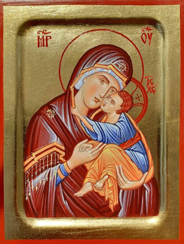 Handcrafted Orthodox Icons on Linden Wood with Golden Leaves